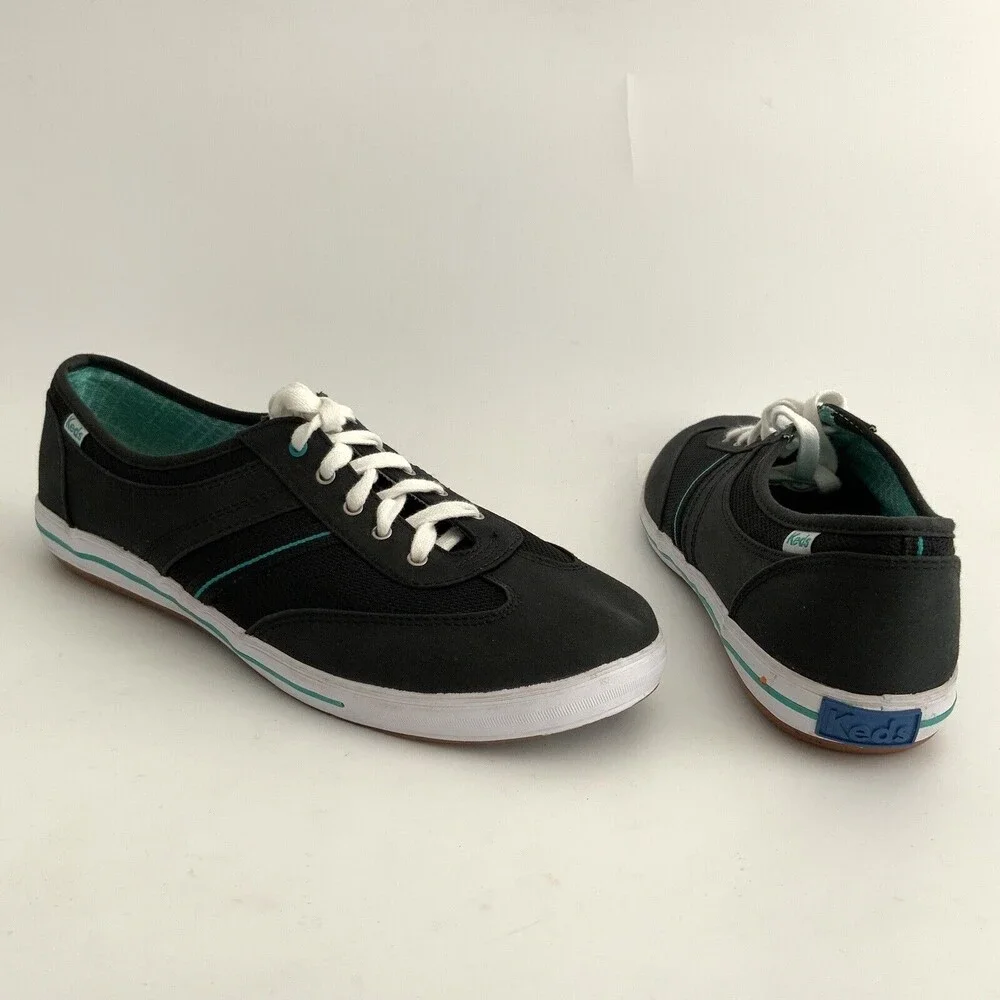Keds Lace-up Green Trim Sneakers Black 10